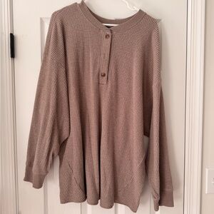 Old Navy Maternity Brown Waffle Knit Henley Shirt